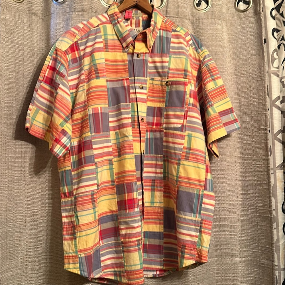 Orvis Madras Plaid Patchwork, Button-Down, Short … - image 1